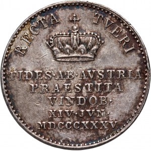 Rakousko, Ferdinand I., žeton 1835, Pocta zemím Dolního Rakouska, (ø 18 mm)