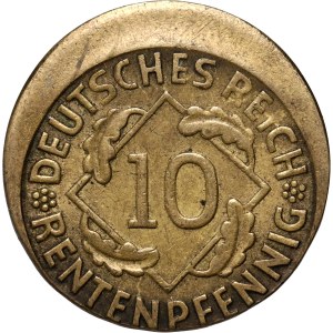 Nemecko, 10 reichspfennig 1924 J, Hamburg, mint destrukt
