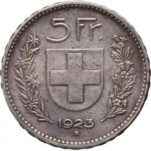 Švajčiarsko, 5 frankov 1923 B, Bern