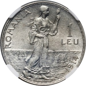 Romania, Charles I, 1 Leu 1914, Brussels