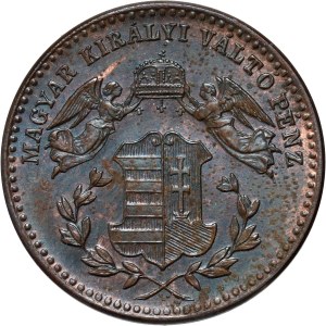 Maďarsko, František Jozef I., krajcar 1868 KB, Kremnica, Reštrike, zrkadlová známka