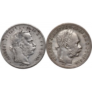 Hungary, Franz Joseph 1, 1 Forint 1879 KB, 1 Forint 1890 KB, Kremnitz