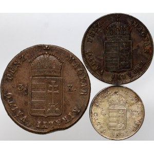 Maďarsko, sada 3 mincí, 1848-1849