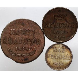 Hungary, set of 3 coins, 1848-1849