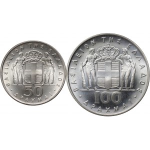 Greece, Constantine II, set, 50 and 100 Drachmai ND (1970), The coup d'état of 21 April 1967