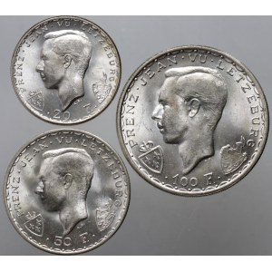 Luxembourg, Charlotte, set of 3 coins 1946, 600th Anniversary of the death of John the Blind