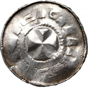 Niemcy, Saksonia, XI w, denar krzyżowy typu deventerskiego