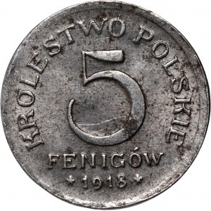 Kingdom of Poland, 5 fenig 1918 F, Stuttgart