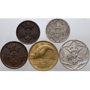 Free City of Gdansk, set of 5 coins from 1923-1932