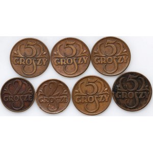 Second Republic, set of 7 coins from 1931-1939