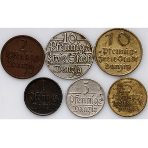 Free City of Gdansk, set of 6 coins from 1923-1937