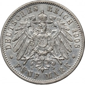 Germany, Baden, Frederick II, 5 Mark 1908 G