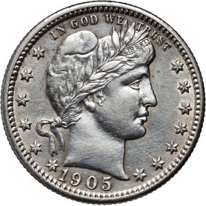 United States of America, 1/4 Dollar 1905, Barber Head