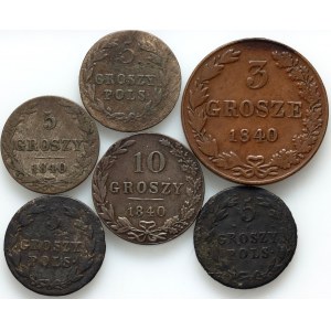 Russian partition, Alexander I, Nicholas I, set of 6 coins