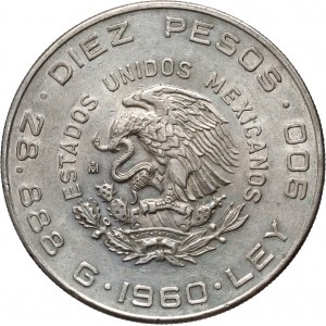 Mexico, 10 Pesos 1960 Mo, 150th Anniversary of the War of Independence