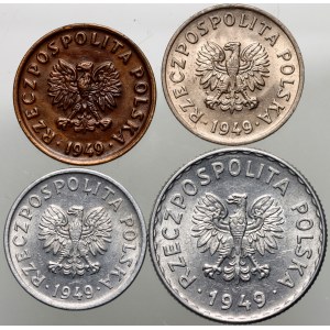 People's Republic of Poland, set of 4 circulation coins from 1949