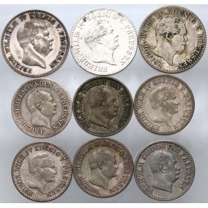 Germany, Prussia, set of 9 coins from 1843-1869