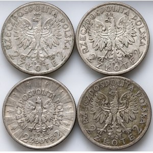 II RP, zestaw 4 x 2 złote z lat 1932-1934