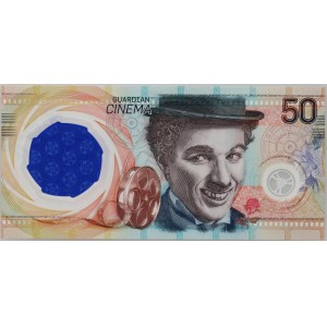 PWPW banknot testowy, 50 Chaplin 2020, w folderze PWPW