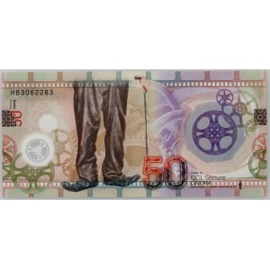 PWPW banknot testowy, 50 Chaplin 2020, w folderze PWPW