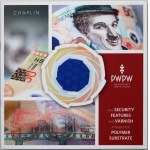 PWPW banknot testowy, 50 Chaplin 2020, w folderze PWPW