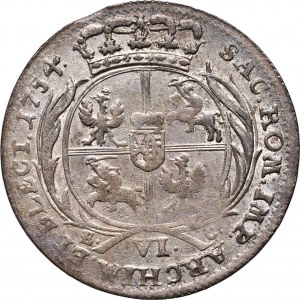 August III, sixpence 1754 EC, Leipzig