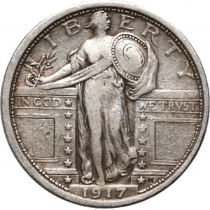 USA, 25 Cents (Quarter) 1917, Philadelphia, Standing Liberty