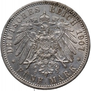 Germany, Prussia, Wilhelm II, 5 Mark 1907 A, Berlin