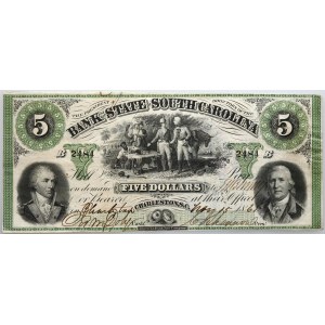 Jižní Karolína, Columbia, 5 dolarů 1861, série B