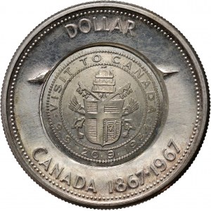 Canada, Elizabeth II, 1 Dollar 1967, 100 Years of Canada, Countermark Papal Visit 1984