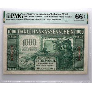 Banknoty niemieckich władz okupacyjnych, Darlehnskasse Ost, 1000 marek 4.04.1918, Kowno, seria A