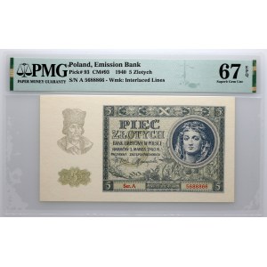 Generalna Gubernia, 5 złotych 1.03.1940, seria A