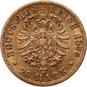 Germany, Saxony, Albert, 20 Mark 1876 E, Dresden