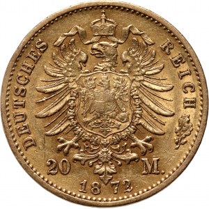 Germany, Württemberg, Charles I, 20 Mark 1872 F, Stuttgart