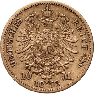 Germany, Saxony, John V, 10 Mark 1873 E, Dresden