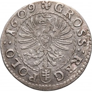 Sigismund III Vasa, penny 1609, Cracow, Pilawa coat of arms