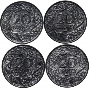 General Government, set of 4 x 20 pennies 1923, Warsaw