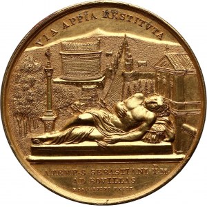 Vatikan, Pius IX., Medaille von 1852, Wiederaufbau der Via Appia