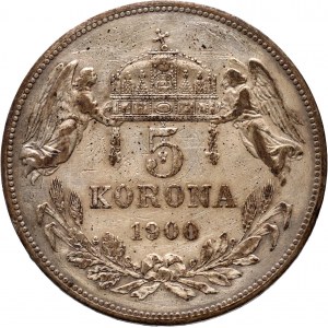 Hungary, Franz Joseph I, 5 Korona 1900 KB, Kremnitz