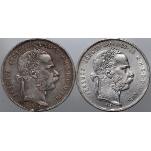 Maďarsko, František Jozef I., sada 2 x 1 forint 1879 KB, Kremnica