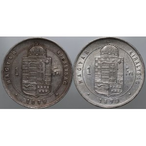 Maďarsko, František Jozef I., sada 2 x 1 forint 1879 KB, Kremnica