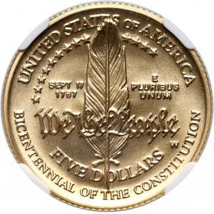 USA, 5 Dollars 1987 W, Constitution Bicentennial, UNC
