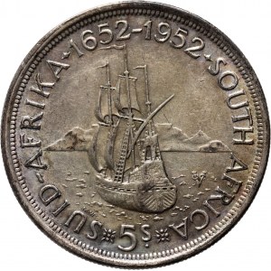 South Africa, George VI, 5 shillings 1952, 300th Anniversary of the founding of Cape Town