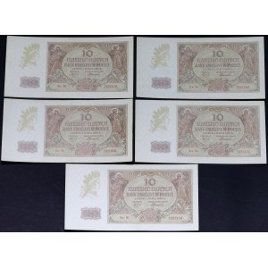 General Government, set of 5 x 10 gold 1.03.1940 series M