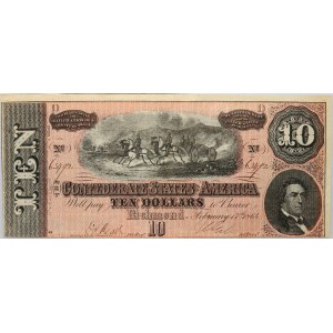 Confederate States of America, Richmond, 10 Dollars 17.02.1864, series D
