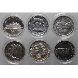 USA, set of 6 x 1/2 Dollars