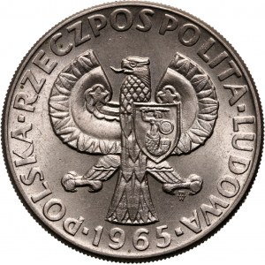 PRL, 10 złotych 1965, VII wieków Warszawy gruba Syrenka, PRÓBA, miedzionikiel