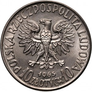 People's Republic of Poland, 10 zloty 1965, VII Wieków Warszawy skinny Mermaid, PRÓBA, copper-nickel