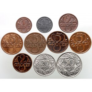 Second Republic and General Government, set of 10 coins