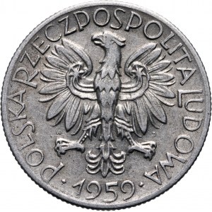PRL, 5 złotych 1959, Rybak, MOCNE SŁONECZKO Z PROMIENIAMI!